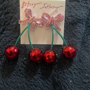 Betsey Johnson Red Cherry Earrings